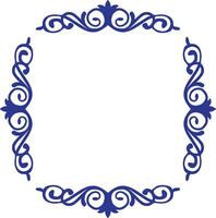 A blue frame with swirls and scrolls vector