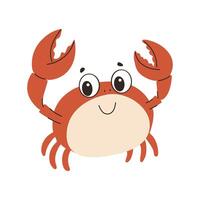 Cute cartoon crab isolated on white background. A cute drawing in a childish style. illustration in a flat style. vector