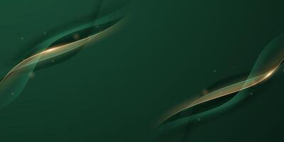 Green and gold abstract background with waves vector