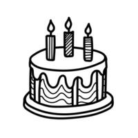 Celebratory birthday cake with three candles designed in simple style for festive occasions vector