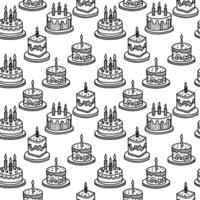 Festive birthday cake patterns featuring colorful candles and decorative icing in a lively design vector