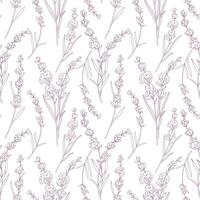 Provence Floral seamless pattern with Lavender. Lavender background. Eco background. Lavender hand drawn line art design. Elegant seamless background minimalist style vector