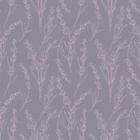 Elegant Floral seamless pattern with Lavender. Lavender background. Eco background. Lavender hand drawn line art design. Elegant seamless background minimalist style vector