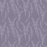 Floral seamless pattern with Hand Drawn Lavender. Lavender background. Eco background. Lavender hand drawn line art design. Elegant seamless background minimalist style vector