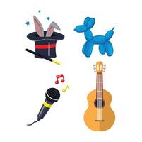 Set of icons for children's show program, talent contest, hand drawn illustration vector