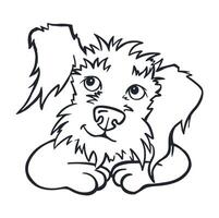 dog raised ear listens, line coloring page vector