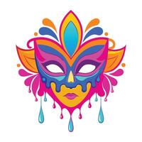 colorful carnival mask with dripping paint and dripping drops vector