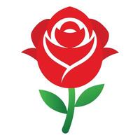 a red rose with green leaves on it vector