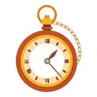 an old pocket watch with chain on a white background vector
