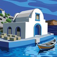 a boat is floating in the water vector