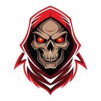 skull with red eyes in hoodie vector
