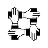 hands human teamwork isolated icon illustration design black and white color vector