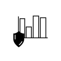 Bar chart and shield line icon, concept illustration, flat symbol, glyph sign. vector