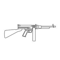 Submachine gun icon in outline style isolated on white background. Weapon symbol stock illustration. vector