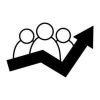 Teamwork icon group of people symbol for business and finance in a flat color glyph pictogram illustration vector