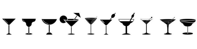 Cocktail icon set. Silhouette of martiniini, liqueurarita. illustration vector