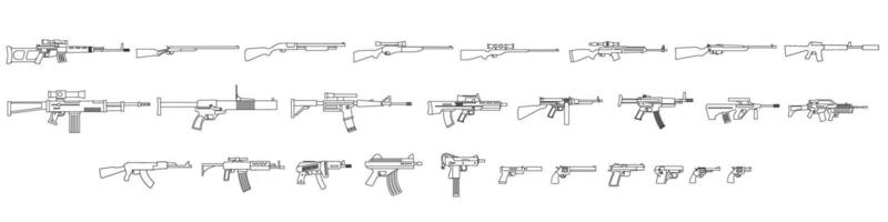 Machine gun icon set. Different types of weapons. illustration. vector