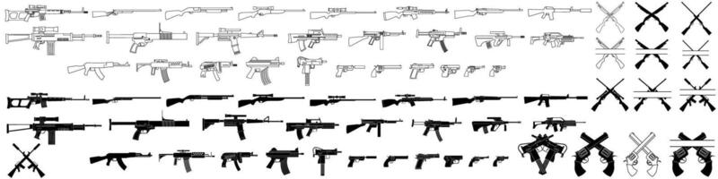 Set of machine guns isolated on white background. illustration. EPS 10 vector