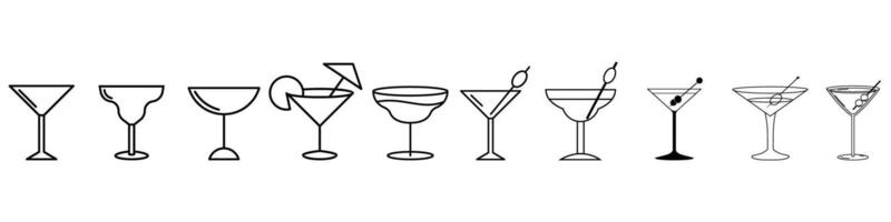 Cocktail icon set. Outline illustration of cocktail icons for web vector
