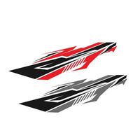 livery sticker design for wrapping racing car and private car bodies with a combination of black and red colors vector