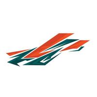 car body livery decal design with sharp line pattern, green and orange vector