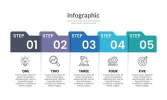 5 Steps to Success Document Infographic design. Presentation, Banner, Report and Plan. vector