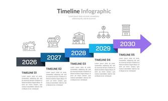 5 Steps infographic timeline arrow design template. Business Presentation, Plan, Milestone and Strategy. vector