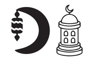 Ramadan moon icon set vector