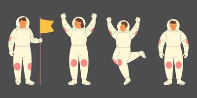 Cute astronauts in a spacesuit are isolated vector