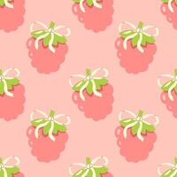 Seamless pattern with raspberries on a pink background vector