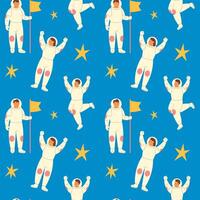 Cute astronauts in spacesuit seamless pattern vector
