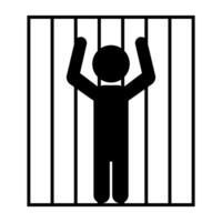 Silhouette of a prisoner imprisoned in a prison cell. vector