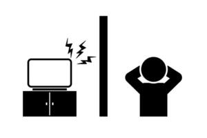 Person suffering from noise from the TV in the room next door silhouette. vector