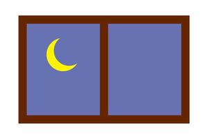 Night sky and crescent moon icon through window. vector