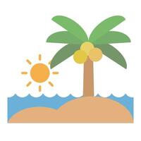 Sunny Beach with Palm Tree. vector