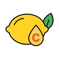Lemon and vitamin C icon. vector