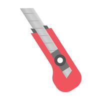 Flat design red utility knife icon. vector