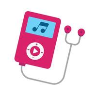 Pink MP3 Player with Earbuds Icon. vector