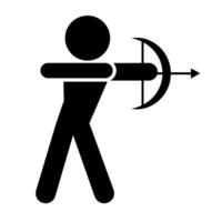 Silhouette of person attacking with Bow and Arrow. vector