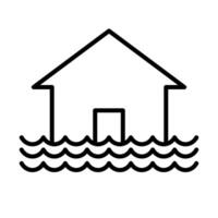 Flooded damaged house icon. vector