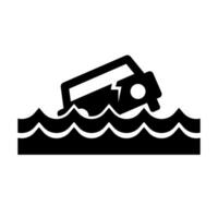 Overturned Car Submerged in Floodwaters. vector