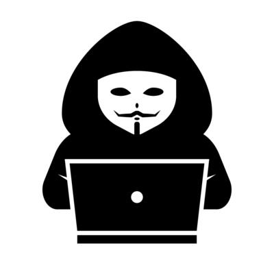 Anonymous hacker silhouette icon.