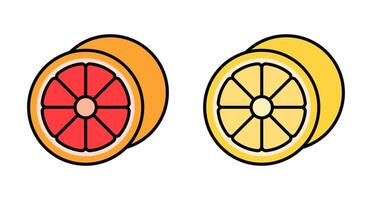 Pink grapefruit and white grapefruit icon set. vector