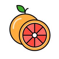 Grapefruit with leaf icon. vector