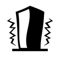 Building shaking by earthquake silhouette icon. vector