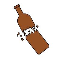 Broken bottle and debris icon. vector