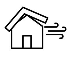 Roof Damage from Strong Winds on House Icon. vector