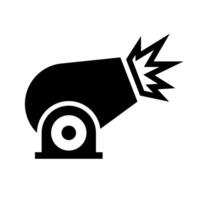 Silhouette of Cannon with Explosion Burst. vector