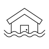 Simple flooded house icon. vector