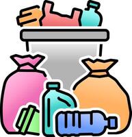 Overflowing trash can icon. Excessive waste generation illustration. vector